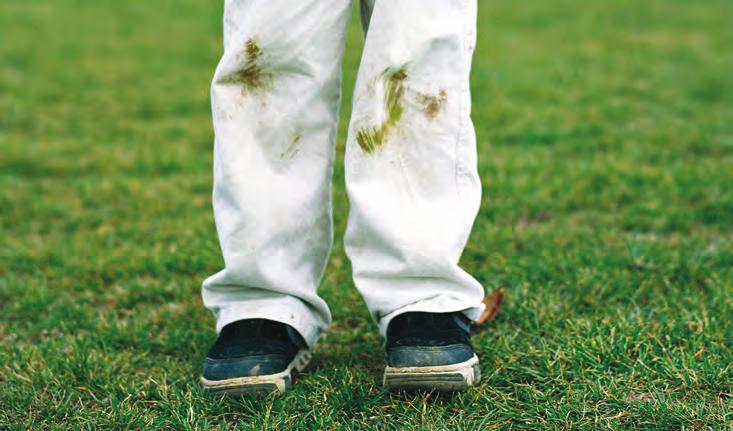 Grass stains are caused by a green-coloured chemical called chlorophyll. Grass stains are hard to wash out of clothing because chlorophyll is insoluble in water.