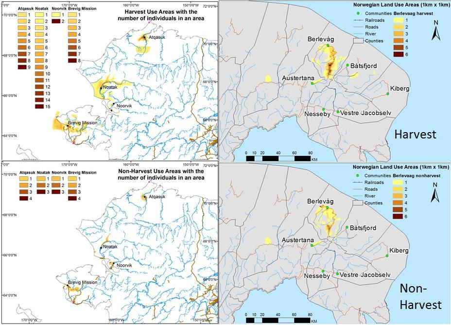 Figure 6. Land use intensity by interviewees in four Alaska communities in 2012.
