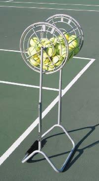 Designed to fit through gates and doorways Holds 325 balls Heavy-duty coated wire basket Attached lid