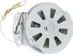 Stainless steel spring on a metal reel is 2 1/2" in diameter and comes complete with 60 lb.