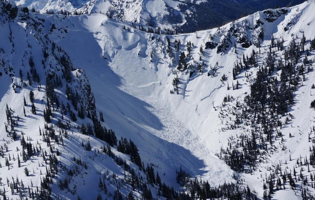 Figure 8: A sizable natural deep slab wet slab avalanche in the surrounding backcountry occurred concurrently with the avalanche inside the ski area. This is the Crystal Lakes basin, approximately 2.
