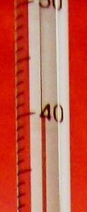 Thermometer Thermometers are read like graduated cylinders. This thermometer has gradations every 0.1 o C and no error bar.