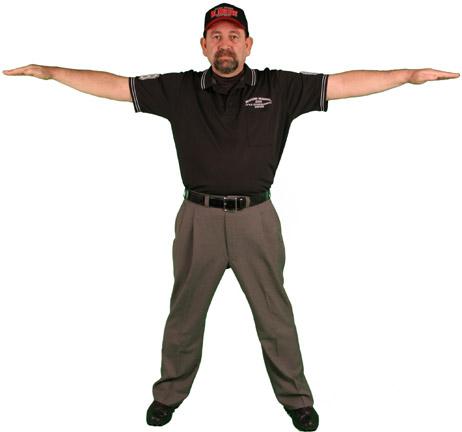 Safe Usually base ump Stand up Stretch arms