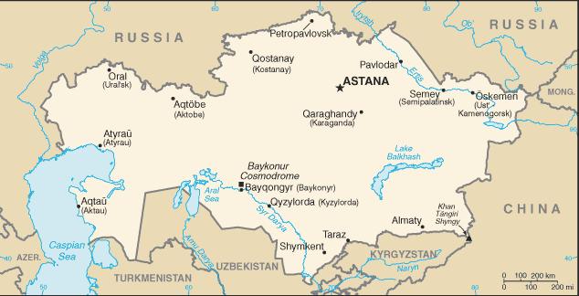 Kazakhstan Kazakhstan is a big country, ranking 9th in the world in area. It offers a variety of terrain, from desert zones, which cover nearly half of the country, to high mountains in the Southeast.