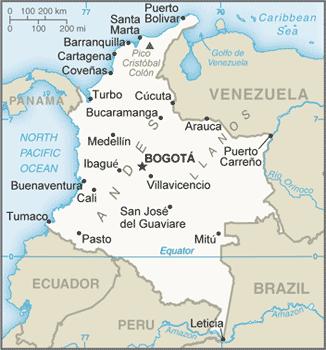 Colombia Colombia offers a wide variety of terrain: it combines flat coastal lowlands, central highlands, high Andes Mountains and eastern lowland plains.