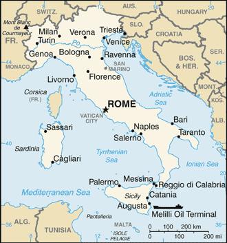 Italy A share of 35% of Italian territory is mountains and a further 42% is covered by hills. 2 major mountain chains cross a large part of the country and are linked together.