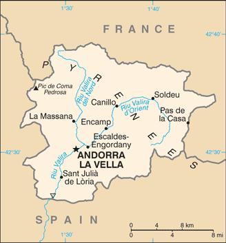 Andorra With 62 peaks over 2 000 metres high within the country s 468 square kilometre surface area, the Principality is located in the highest part of the Pyrenees and has the largest ski area in
