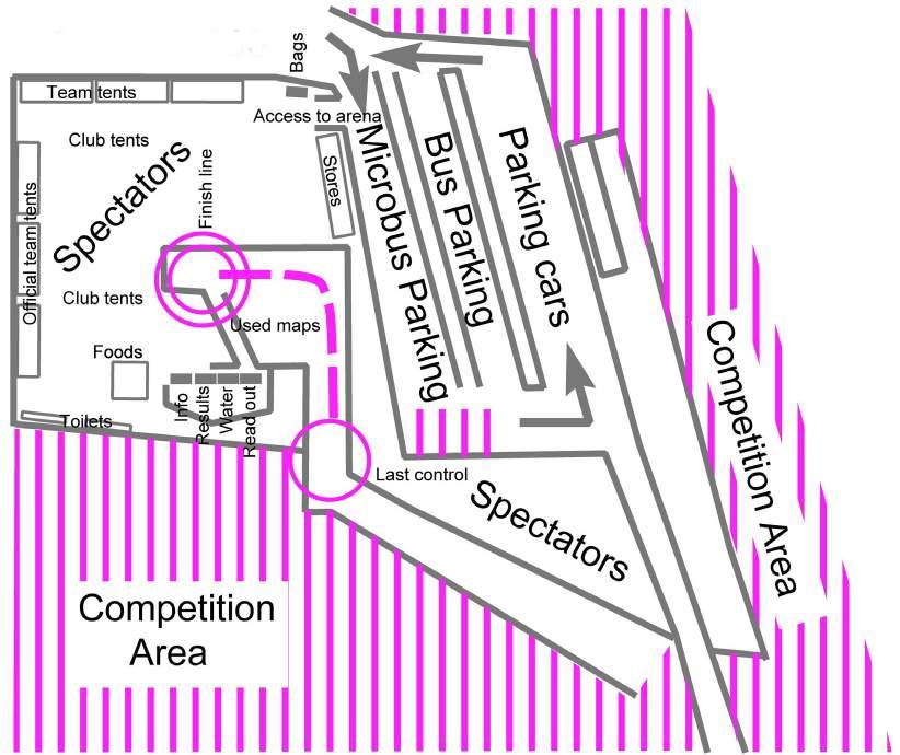 Finish area scheme Long distance RELAY Map scale: 1:10.000; contour interval 5 m; Size: A4. The maps will be protected (plastic bags).