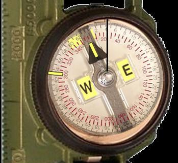 LENSATIC COMPASS Center-Hold method for following an azimuth bearing 1. Using the Center-Hold method to hold the compass to your body. 2.
