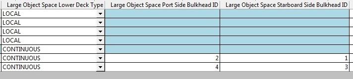 Figure 17-11: Large object space table entry 2 of 2 located at 1.22 m above the keel. This means that the average deck height is: (12.80m 1.22m) 4decks = 2.895m per deck (17.
