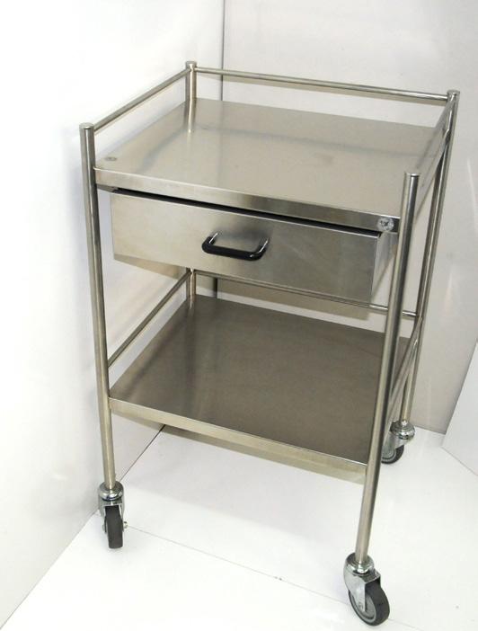Quality stainless steel trolley in excellent condition with drawer under top shelf.