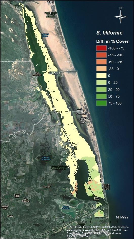 Wilson 11 Lower Laguna Madre Figure 5 shows S. filiforme coverage in the LLM sampling stations (n=16 and n=17). The great majority of LLM showed no change in S.
