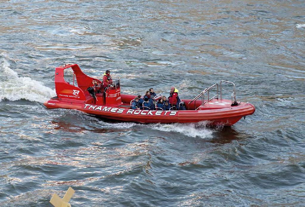 Rigid Inflatable Boat (RIB) Good visibility from the helm See pages 40 and 43 for high speed thrill restricted areas Seating for all passengers with suitable back support for high speed use