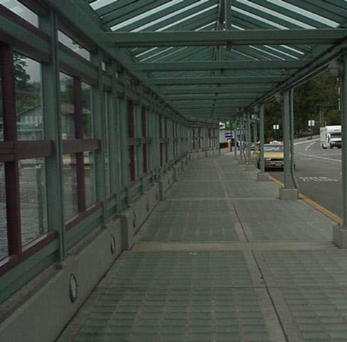 Figure 5: Glass blocks at the Clinton ferry terminal allow light to pass through to the water below. Glass blocks must be kept clean to be effective. (Photo by Barbara Nightingale.