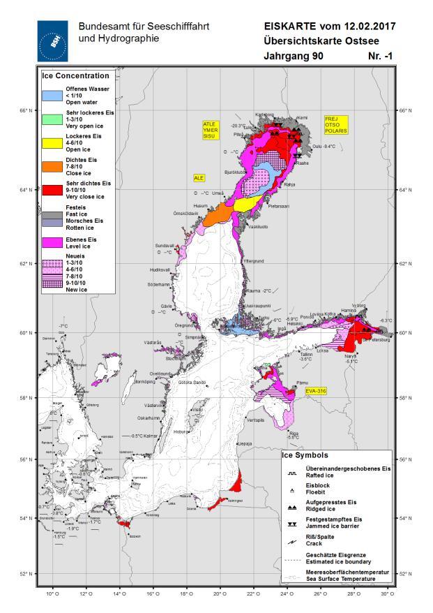 Ice conditions in the northern Baltic Sea (north of 56 N) In the winter 2016/2017, ice formation started comparatively early in the Bay of Bothnia.