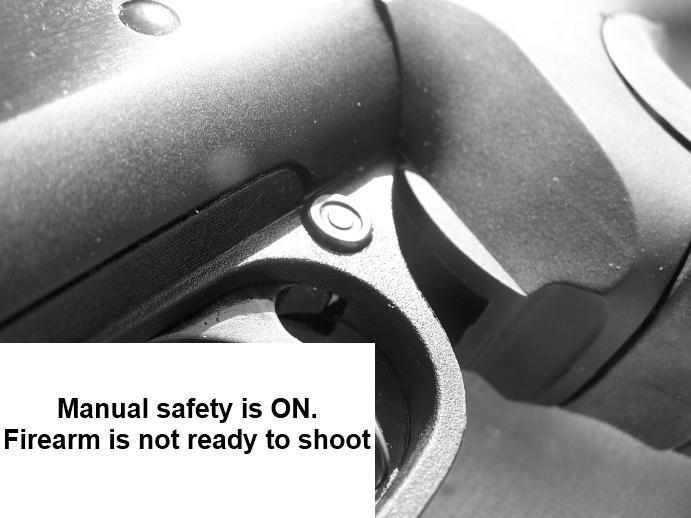 4 Operation of Safety The manual safety on the LINBERTA Semi-Automatic Shotgun is a button type safety located on the rear of the trigger guard.