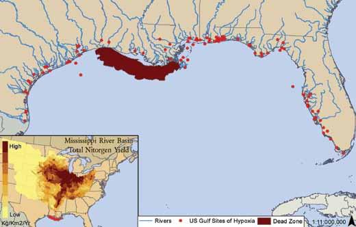 Chapter six US Gulf Waters Hypoxic Locations Figure 6.8.