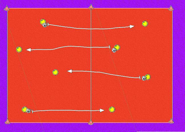 PASSING PALS Players are split into 2 s positioned in each half of a square Players pass back and forth 10 times as quickly as possible Players use alternate left and right foot pass each time