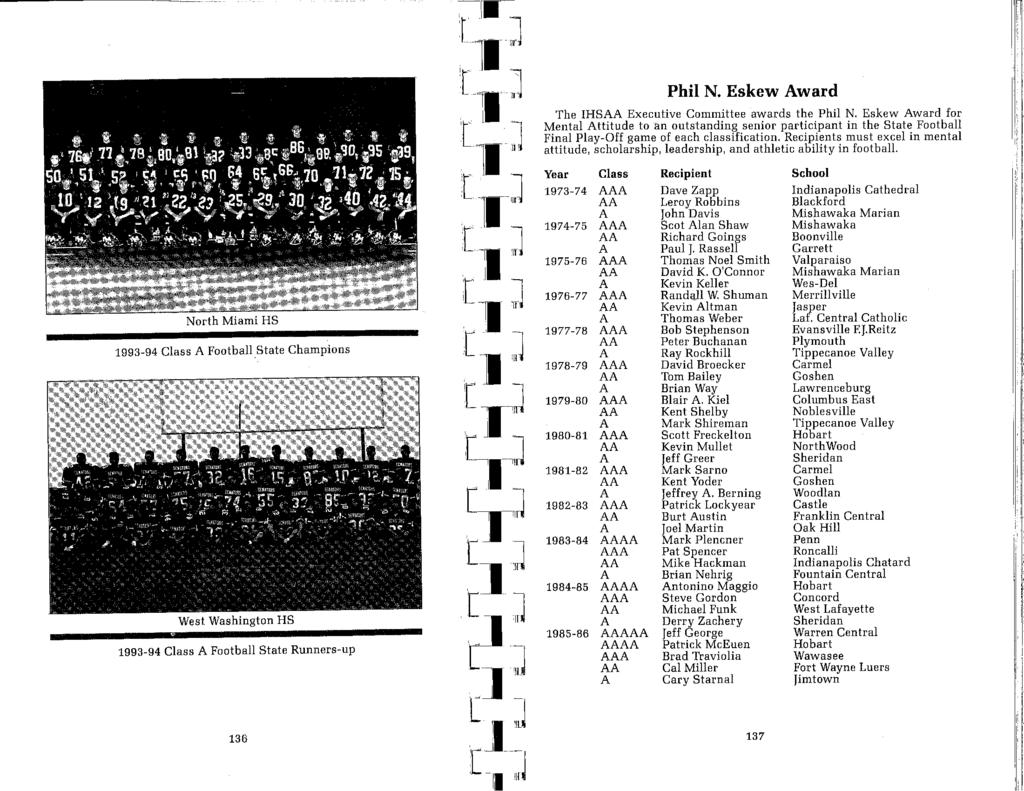 ---------------- -. 1.- r_i1 :J 1993-94 Class A FootbaUState Champions West Washington HS 1993-94 Class A Football State Runners-up 136 ti] Phil N.