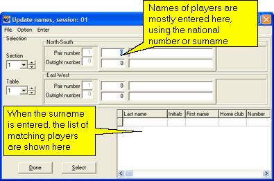 Entering players' names 103 7.1 Entering session names Whether the event is pairs, individuals or teams the name entry procedures are very similar.