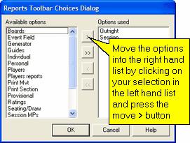 Club's advanced options 215 16.7 Toolbar setup Each of the toolbars can be tailored to your needs. The toolbars are available from the toolbar menu item on the main screen 21.