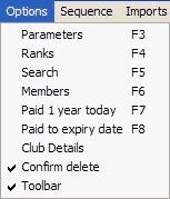 Your club members database 38 New club DB Create a new club database Export DB Save the contents of the members database to an external file. Many different formats are available.