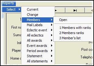 Your club members database 47 This menu allows you to print or view a report, or select a new report.