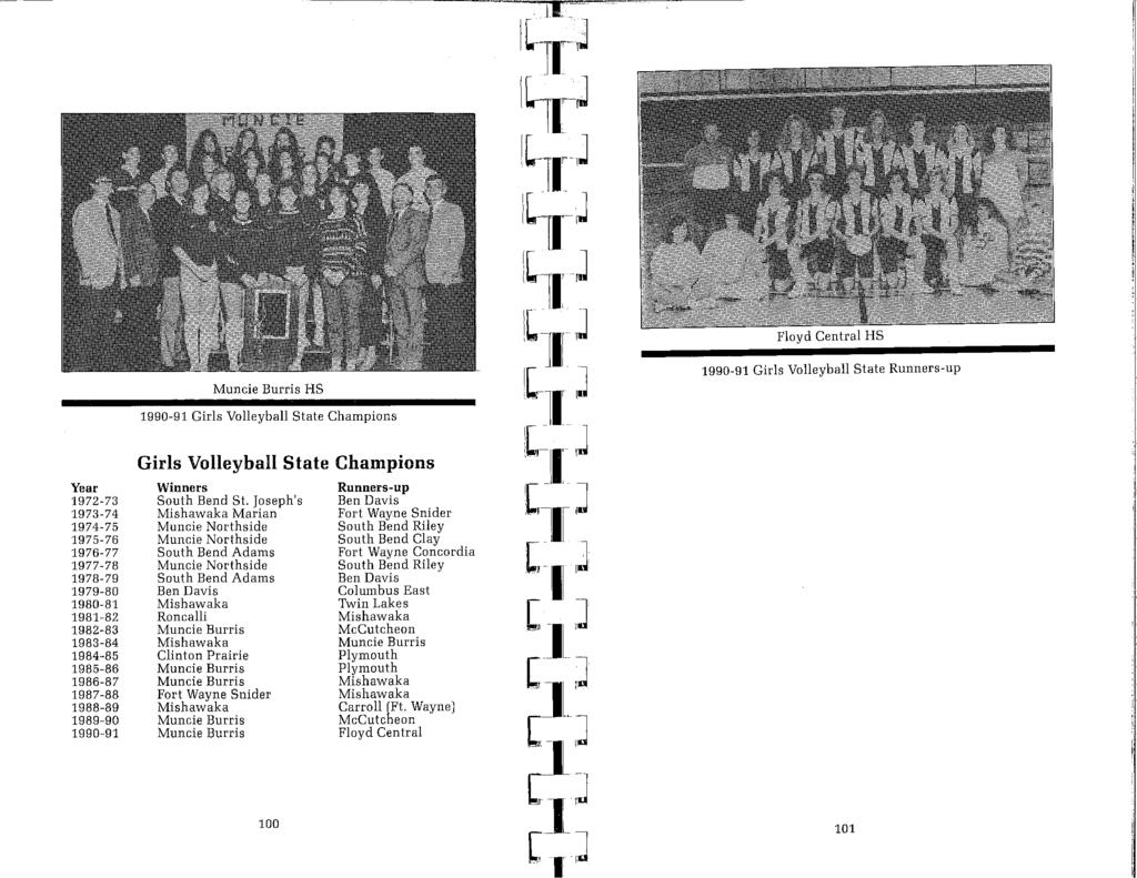Floyd Central HS Muncie Burris HS 1990-91 Girls Volleyball State Runners-up 1990-91 Girls Volleyball State Champions Year 1972-73 1973-74 1974-75 1975-76 1976-77 1977-78 1978-79 1979-80 1980-81