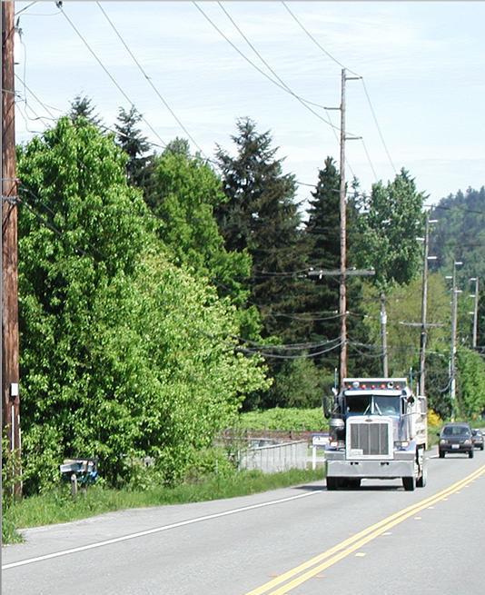 Many of the highways serving rural communities have a high volume of heavy vehicle traffic. The rural highways are the primary route for much of the gravel extraction and timber activity.