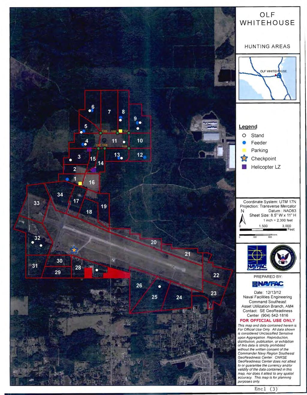 OLF WHITEHOUSE HUNTING AREAS 0 Stand Feeder Parking t:r Checkpoint Helicopter LZ Coordinate System: UTM 17N Projection: Transverse Mercator N Datum : NAD83 J... Sheet Size: 8.5" W x 11" H!