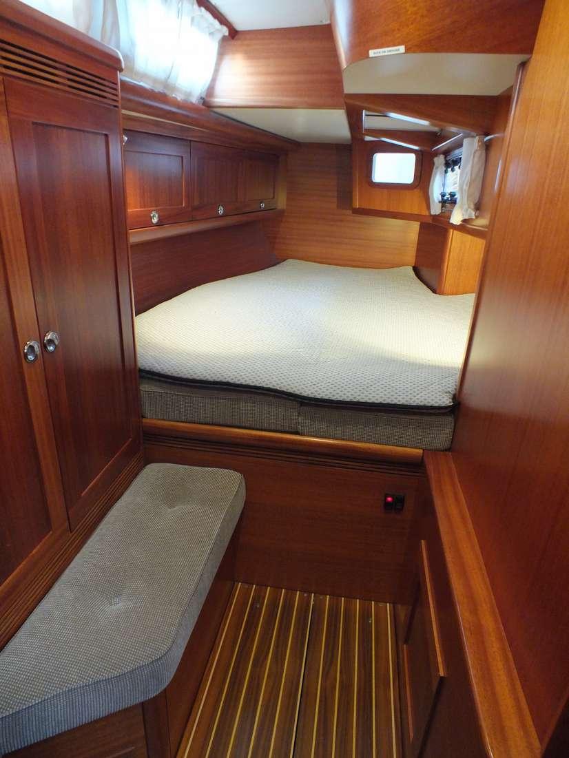 Starboard aft cabin Double berth Mattress topper Cupboards and wardrobe Escape