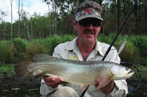 Mick Lee with an average size toga from Kingaham Creek I start out with a steady retrieve with the occasional pause thrown in and then work from there, depending on what the fish want on the day.