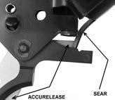 TARGET BARRELS WITH ORANGE ACCURELEASE DESIGNED WITH AN EXTREMELY LIGHT PRECISION TARGET TRIGGER, ANY EXCESS JARRING (SUCH AS CLOSING THE BOLT HARD) WILL CAUSE THE SEAR TO BE BLOCKED AND