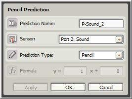 Lahtrist Sensor saab valida anduri ning lahtrist Prediction Type saab muuta prognoosi tüüpi. Valemis on võimalik muuta x ees olevat kordajat ja vabaliiget.