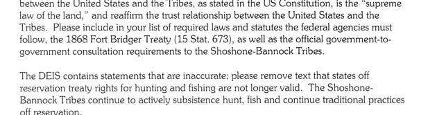 3-14. The agencies engaged in thorough government-to-government consultations with the tribes, including the Shoshone-Bannock, and these were separate discussions from those with