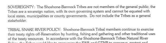 The Tribal Snake River Policy was not attached to this comment letter. See response 3-10.