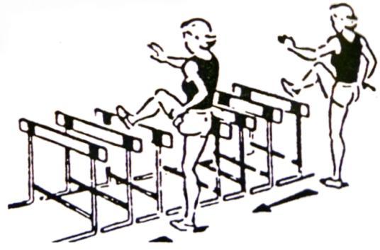 Anisimova drill Face the side of the hurdle The lead foot clears back and forth over the edge of the hurdle Stand on the toes Keep the leading foot curled upwards (flexed) Keep the hips high 'A' skip