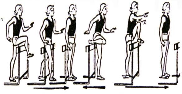 Lead the movement with the knee and use driving leg to thrust the hip forward. 3. The moment the foot is over the hurdle it must be pulled down quickly.
