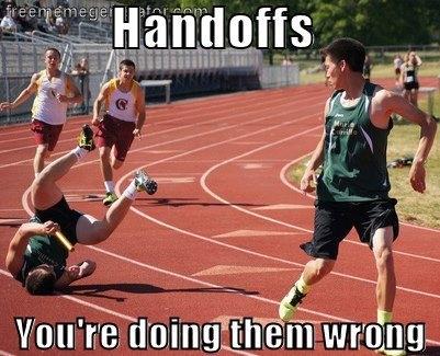 Trouble shooting the 4x100 Running Away Leaving too soon Not sprinting in