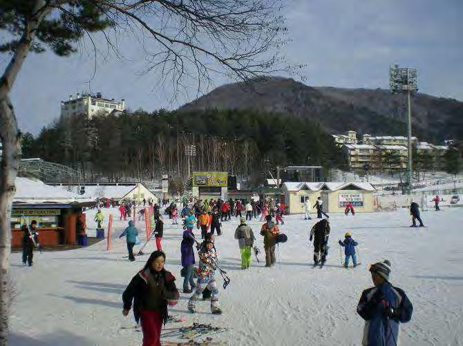 South Korea South Korea is a mountainous country with relatively cold winters. Ice skating or gliding over the snow was already familiar to part of the population before the advent of skiing.