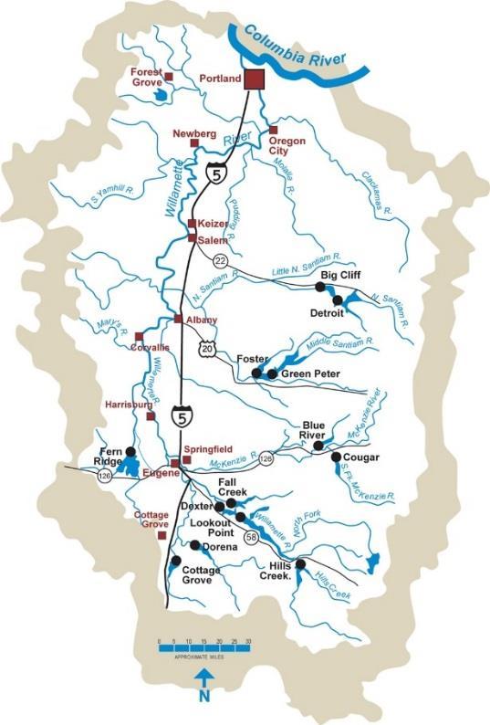 Figure 4-14: U.S. Army Corps of Engineers map of the Willamette River.
