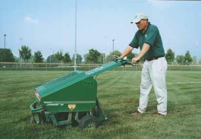 For fields with existing turf, apply as a topdressing in conjunction with soil aeration.