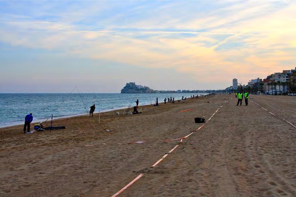 Competition Venue Peñíscola North Beach, approximate length, 5km, sandy beach with sandy bottom, good access from the hotel, with a promenade all along the venue, width of the beach 40m approximately.
