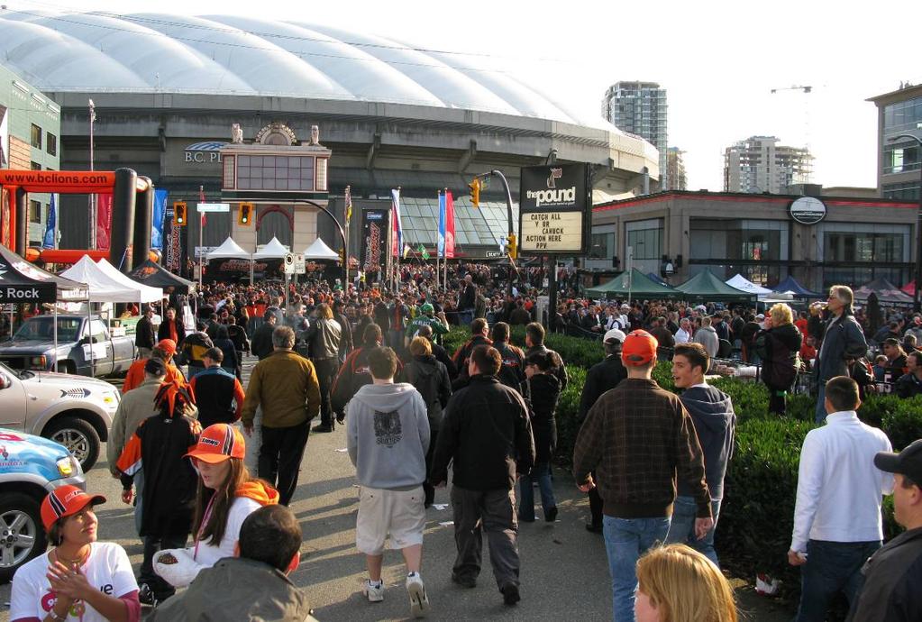 The football game attendance of 55,000 was determined to have the highest transit and and walking stadium event mode splits of 37% and 17% respectively.