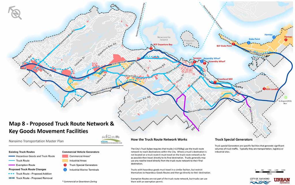 Map 7 - Proposed Truck Route Network & Key