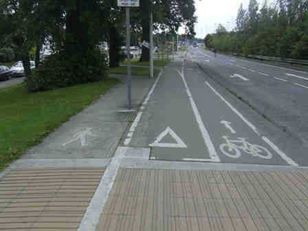 The existing arrangement of cycle tracks and footways will be changed as currently pedestrians walk along the cycle tracks when heading towards the bus stop.