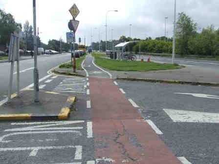 Fosterbrook, will be dropped to road level before the junction as cars yielding have to wait on the cycle lane in the current arrangement, which interrupts the continuity of the cycle