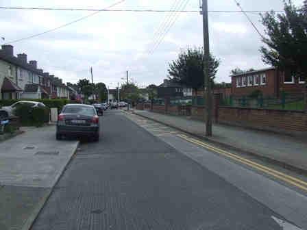 It is proposed in the one way section of St Columbanus Road to provide a contra flow cycle track for cyclists heading towards the Luas with cyclists heading away from the Luas sharing the road space