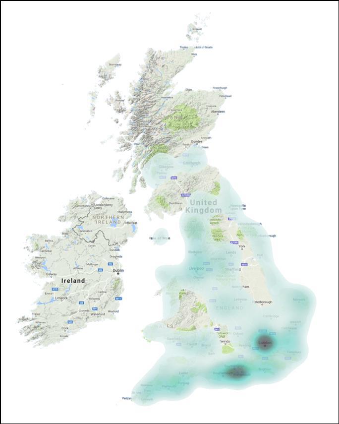 Distribution of Participation Any activity distribution of events Boating activity distribution of events For any activity, events occur all around the UK but with a higher distribution on the coast.