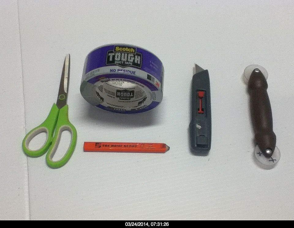 These are the basic tools required to assemble the Coro Power Boat. The tape is very specific; It is Scotch brand Tough Duct Tape, No Residue.